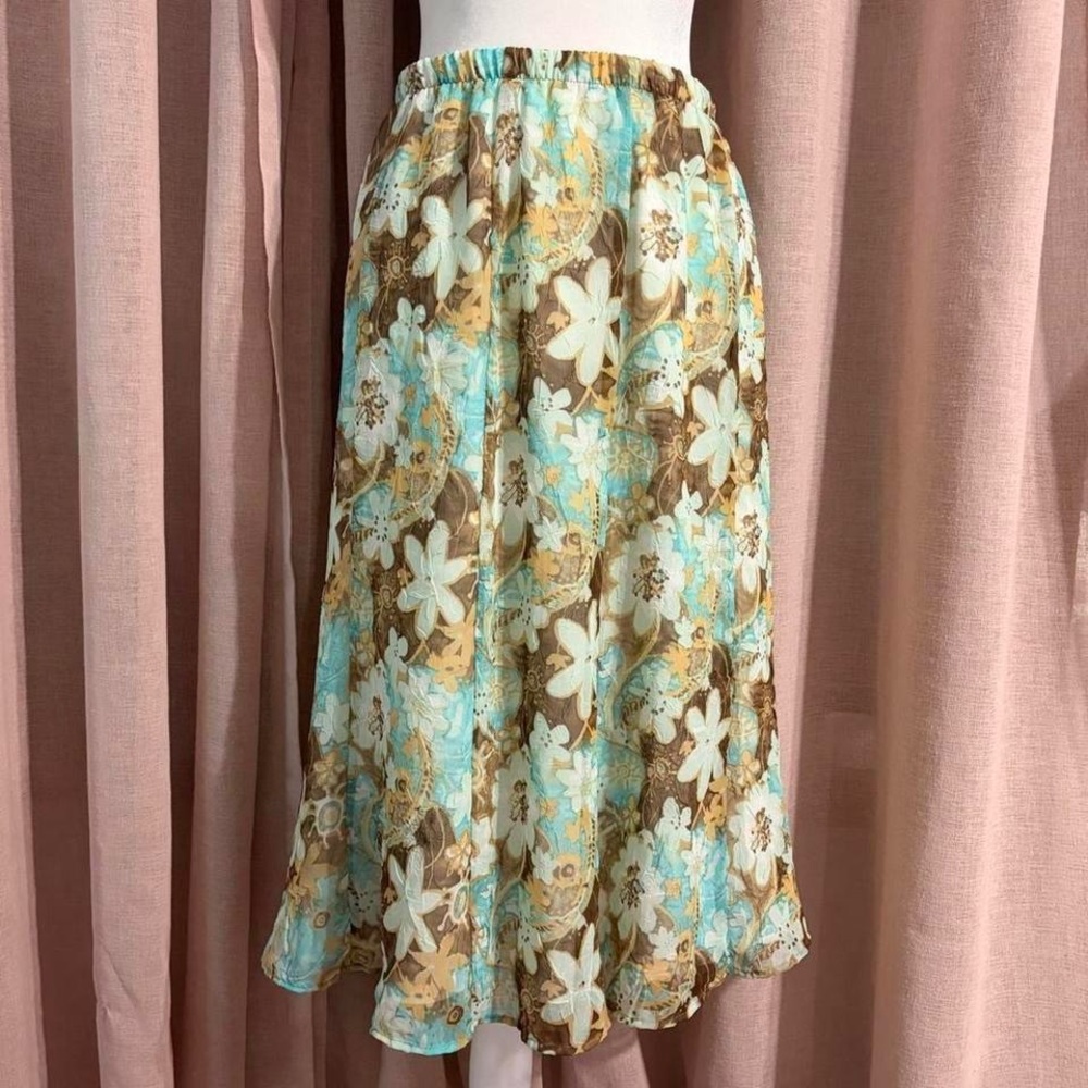 y2k boho floral midi skirt